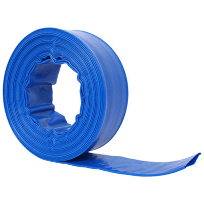 Pool Backwash Hose, Blue Heavy Duty Reinforced PVC Lay Flat Water Discharge Hose for Swimming Pool Filter Pump,with 2 Clamp