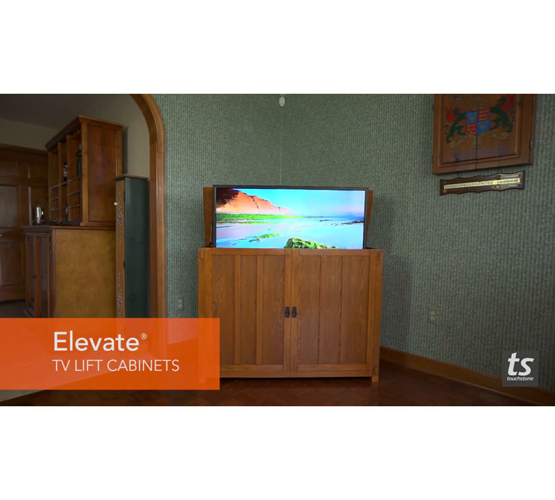 Gray Leather Motorized TV Lift Cabinet with Mount