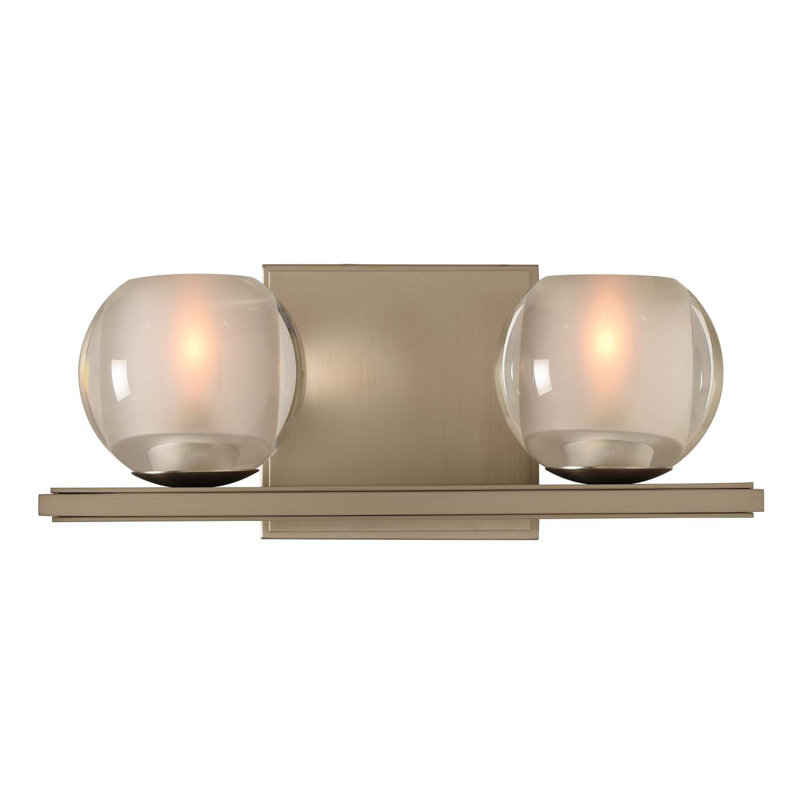 Corona 2 LT Satin Nickel Bath Wall Sconce Kalco, Satin Nickel