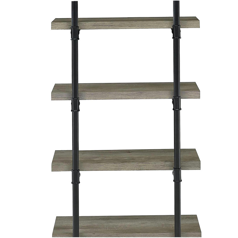 Black grey driftwood metal 24-inch wall shelf, Black/Gray, (4 Shelves) 46" H x 23.68" W x 11.68" D