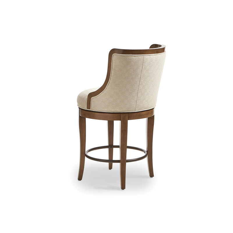 Corbin Swivel Upholstered Stool with Solid Wood Frame, Steady Fog