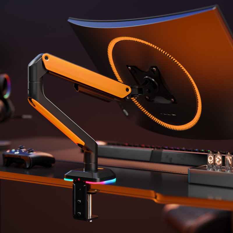 ARES WING Single Monitor Arm Desk Mount RGB Light