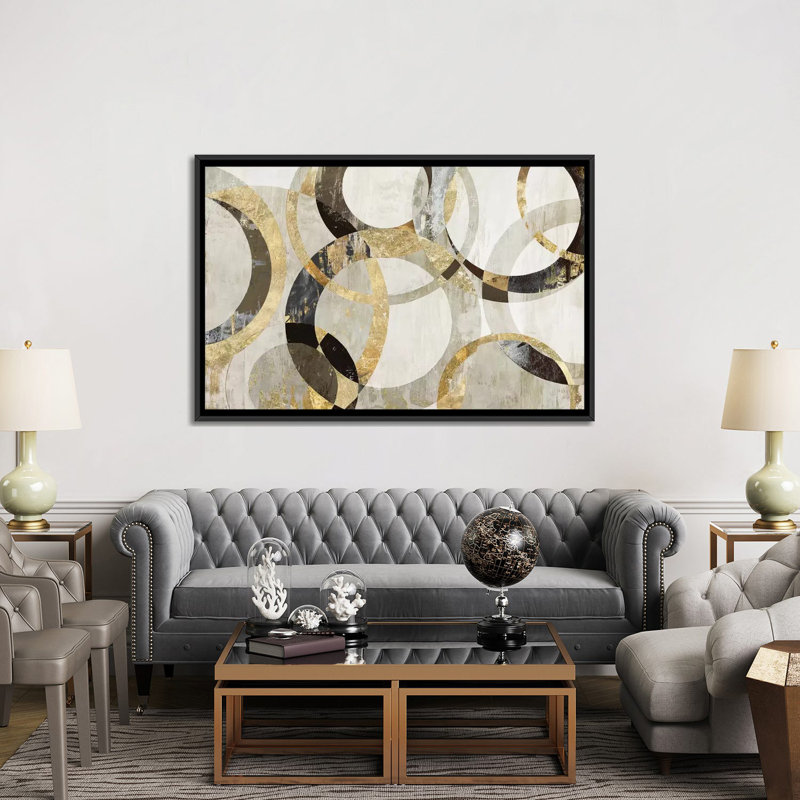 «Overlaps», impression sur toile, H 40 po x l 60 po x P 1,5 po, Toile avec cadre noir, Pas de tapis