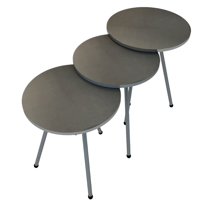 Ensemble de tables basses 3 pièces Euclide, Argenté