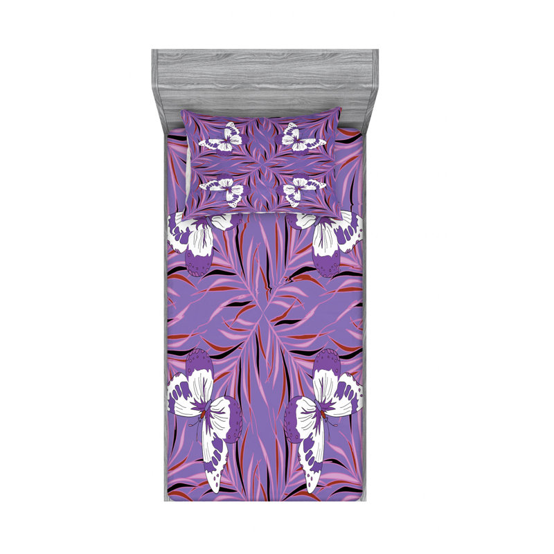 Microfiber Floral Sheet Set, Twin Sheet Set with 1 Pillowcase