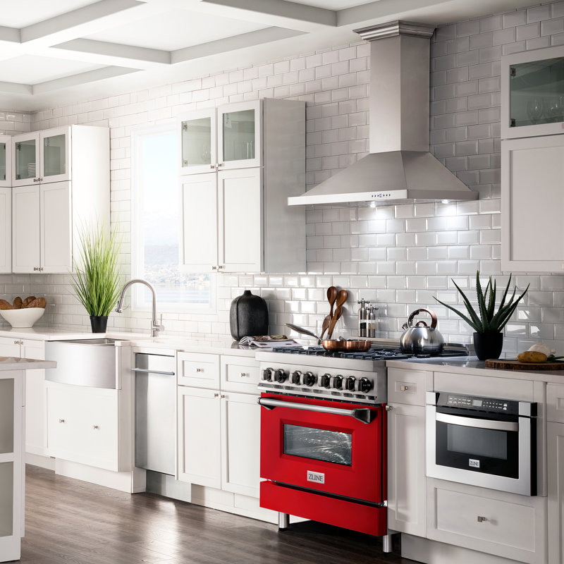 ZLINE 36" Legacy Dual Fuel Range, Red Matte Gloss Stainless Steel