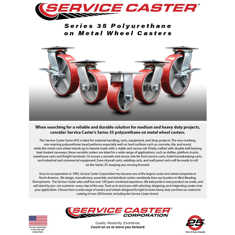 Poly on Cast Iron Caster, Red