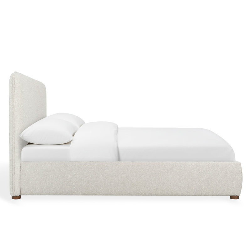 Callahan Upholstered Bed, Twin, Light Beige Boucle