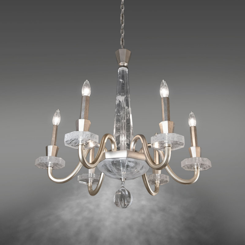 6 - Light Chandelier, Antique Silver
