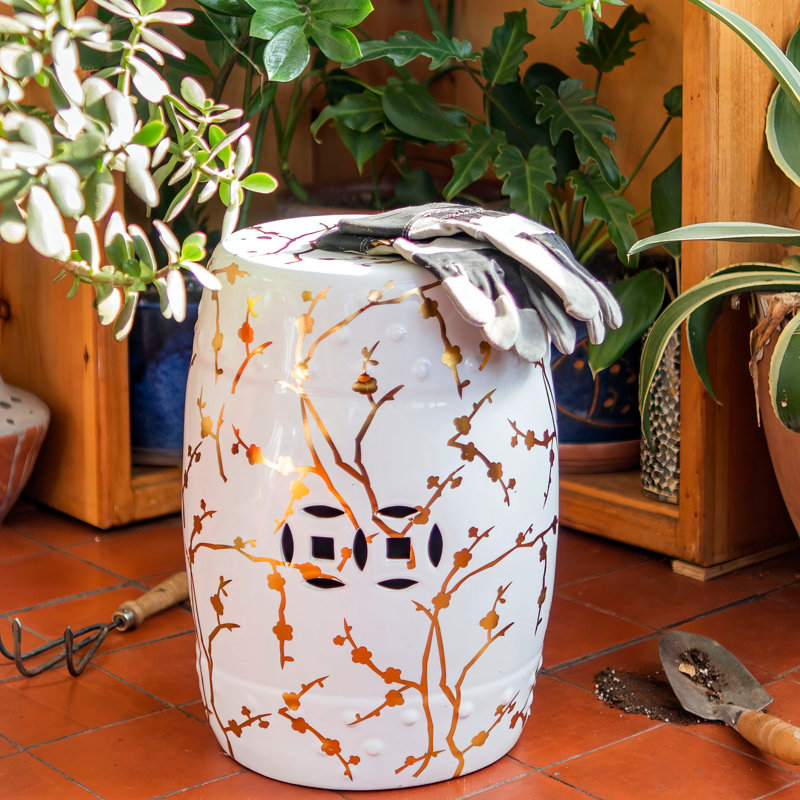 Tabouret de jardin Moquillaza, Or/blanc