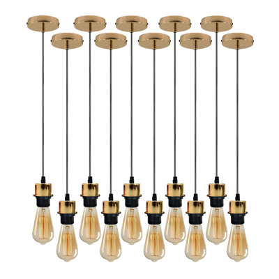 Bithlo 10x Industrial E27 single Pendant Light Holder Set – Williston Forge Adjustable Ceiling Fittings with 95cm Cable for Home or Commercial Use