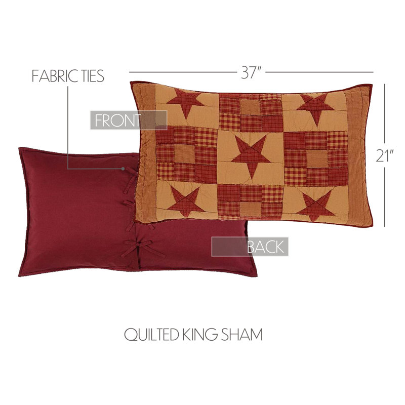 King Size Red and Beige Cotton Quilted Pillow Sham