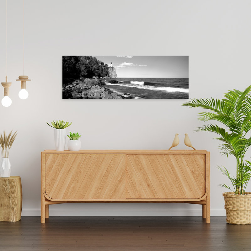 Lighthouse On A Cliff Split Rock Lighthouse Lake Superior Minnesota USA by Dan Merkel - Wrapped Canvas Panoramic Print