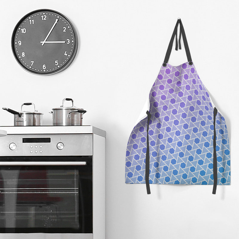 Tablier en hexagones et triangles Rainbow, Mauve / Bleu