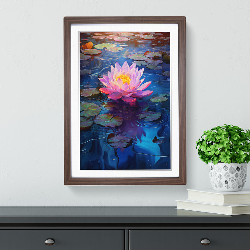 Water Lily Digital Art - Framed Print, 34cm H x 25cm W, Walnut Framed