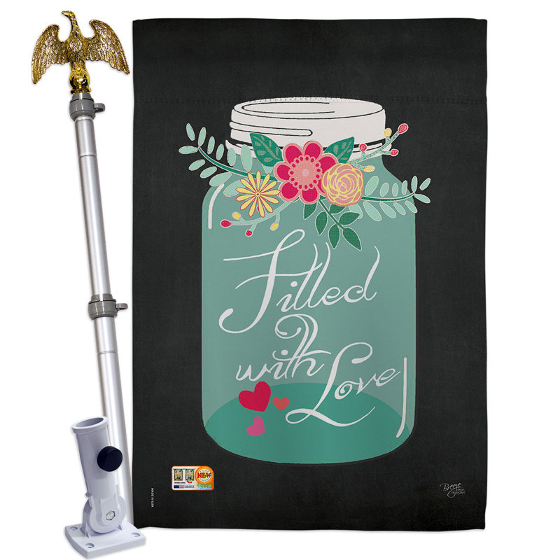Double Sided 40'' H x 28'' W Polyester Valentine's Day Flag Set