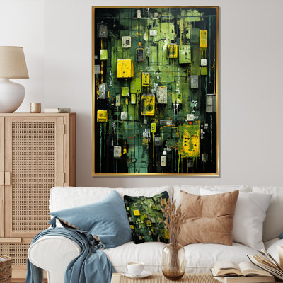Green Abstract Maya Shapes Mask III - Abstract Wall Art Decor