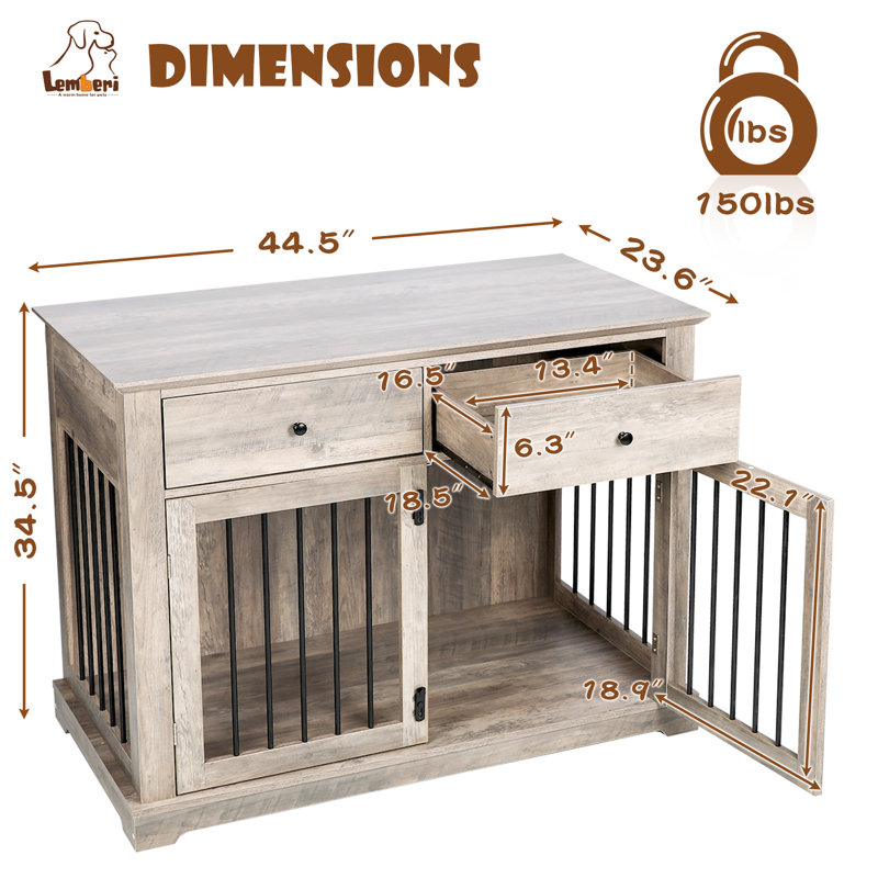 Meuble de caisse pour chien Cranbrook, Gris