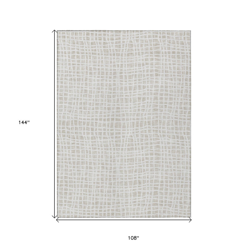 Tapis extérieur lavable rayé ivoire et beige 9 pi x 12 pi