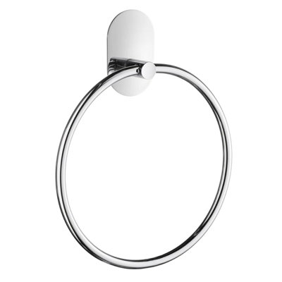 Self-adhesive polished chrome towel ring