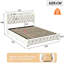 4Ft6 Hydraulic Lift Up Beds, Upholstered Double Bed Frame with Storage and Headboard, Velvet Fabric Platform Bed with LED Lights and Charging-Port for Bedroom, Beige(135X190cm, UK plug)-135723780