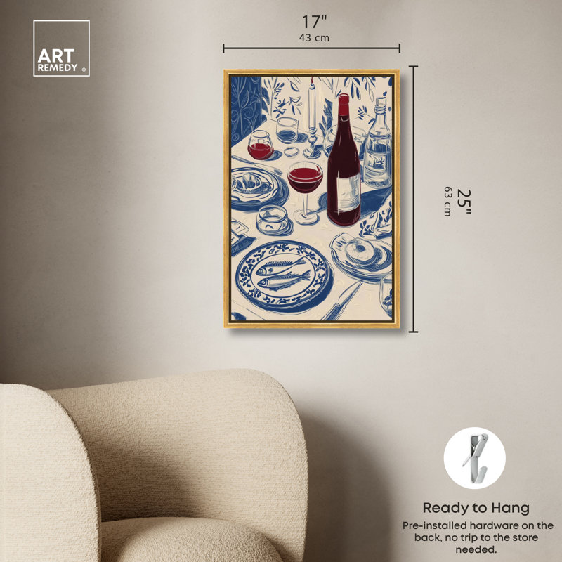 «Dinner I», impression sur toile encadrée par Art Remedy, cadre doré, 16 x 24, H 25 po x l 17 po, Encadrement doré