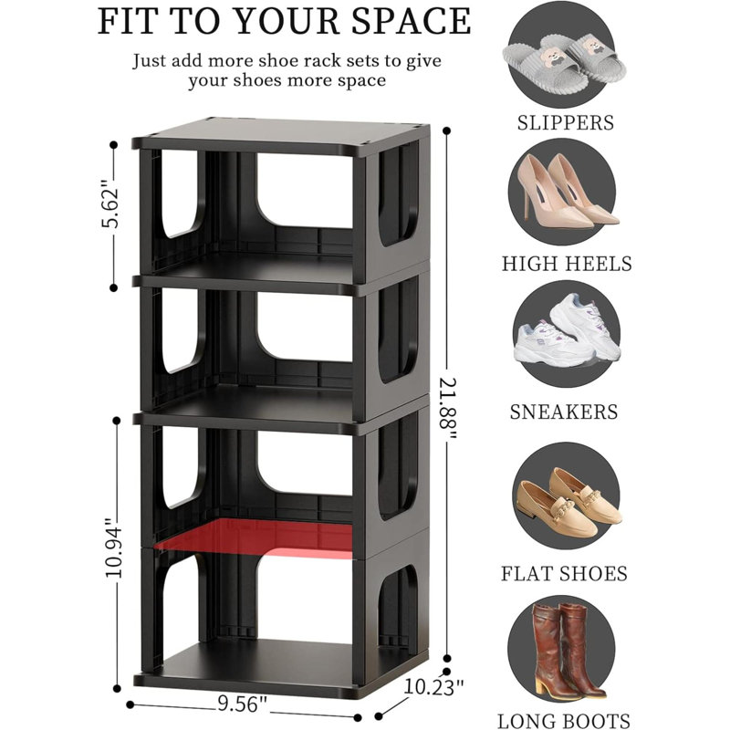 Range-chaussures à 5 niveaux - Support de rangement durable pour chaussures pour garde-robe, vestibule, couloir, dortoir et salle de bain