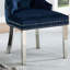 2 Blue Wingback Dining Chairs, Button Back With Legs And Trim Chairs 2, Fabric, Back, & Gorgeous