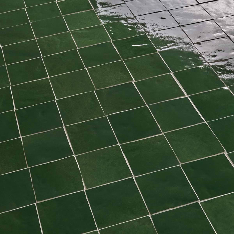 Virello 4x4 Glossy Ceramic Wall Tile, Forest Green