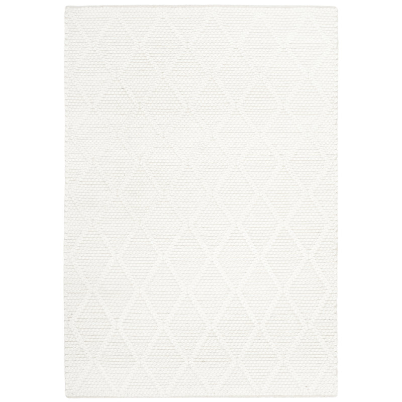 Tapis ivoire en laine / viscose tissé à la main à motif géométrique Krizal, Rectangle 5 pi x 8 pi