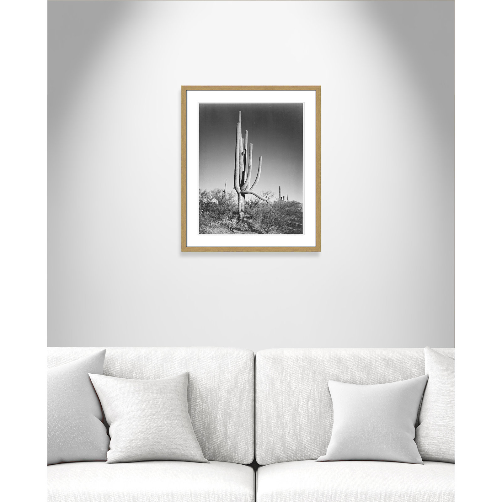Cactus In Saguaro National Monument In Arizona by Ansel Adams, Natural, 25.5" H x 21.5" W x 0.75" D