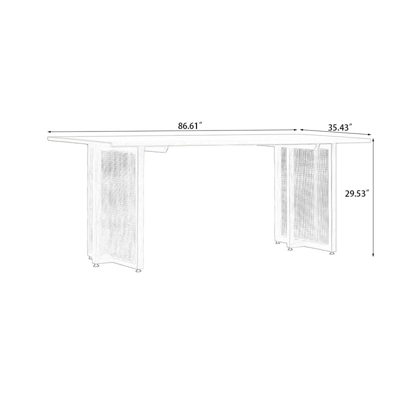 Table de salle à manger Burlywood, H 29,53 po x L 86,61 po x l 35,43 po