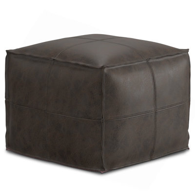 Repose-pieds carré en cuir véritable brun foncé Sheffield