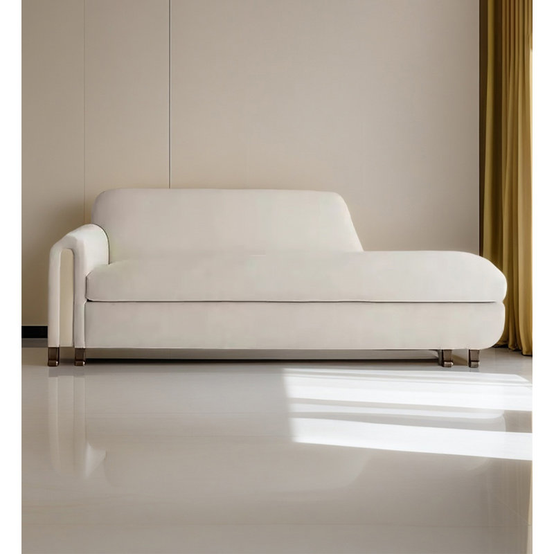 Chaise longue de style nordique en bois massif blanc et velours pour la chambre et le salon, Right Hand Facing