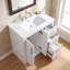Ensemble de meuble-lavabo en bois massif 30 po + panneau de fibres à densité moyenne avec lavabo en céramique avec 3 tiroirs et portes à fermeture douce-131148014-131409492