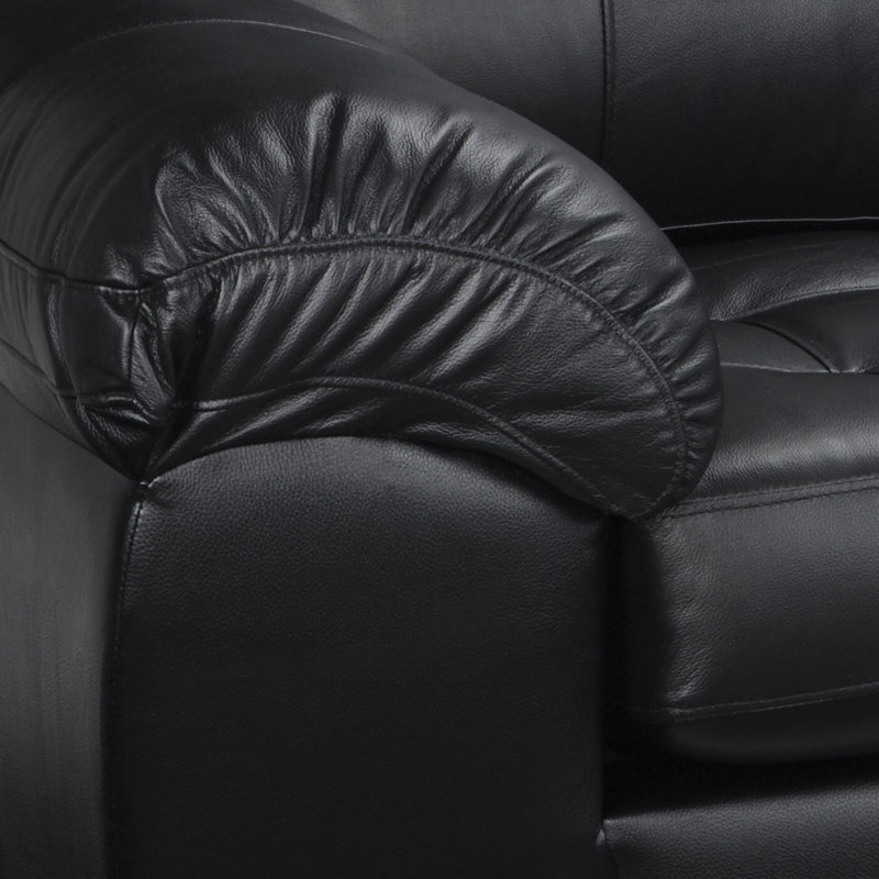 Fauteuil club en cuir fleur 47,5 po Bellamy, Cuir véritable noir