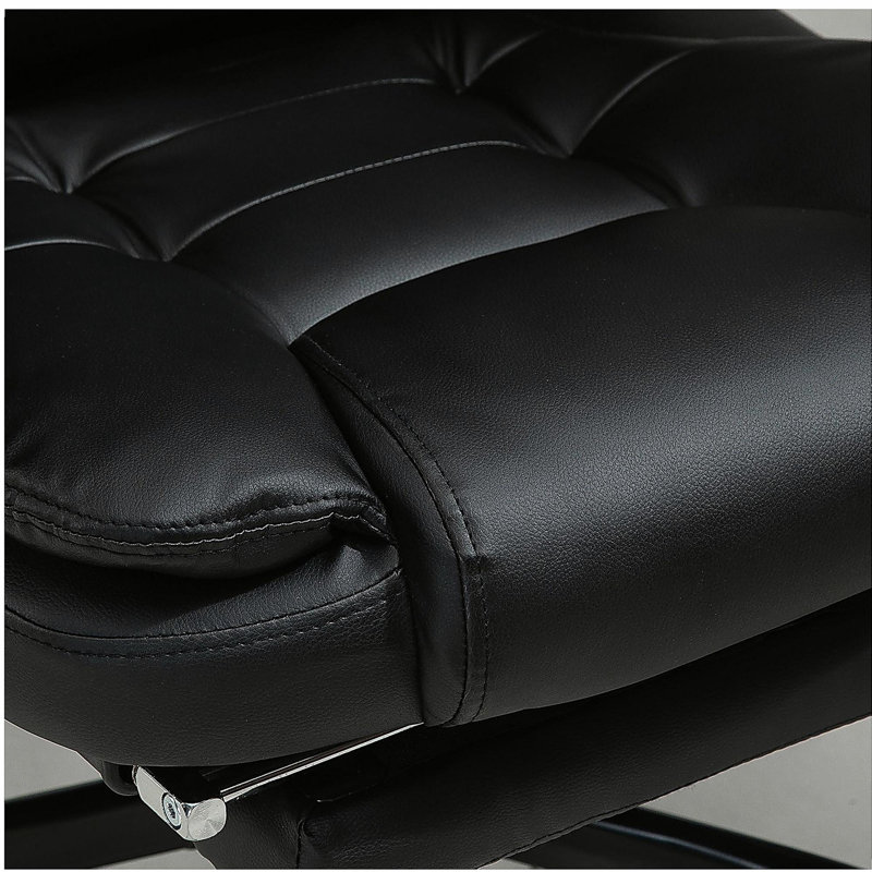 Fauteuil de bureau à massage à 7 points de vibration, fauteuil de direction haut dossier avec support lombaire, repose-pieds, hauteur réglable, noir