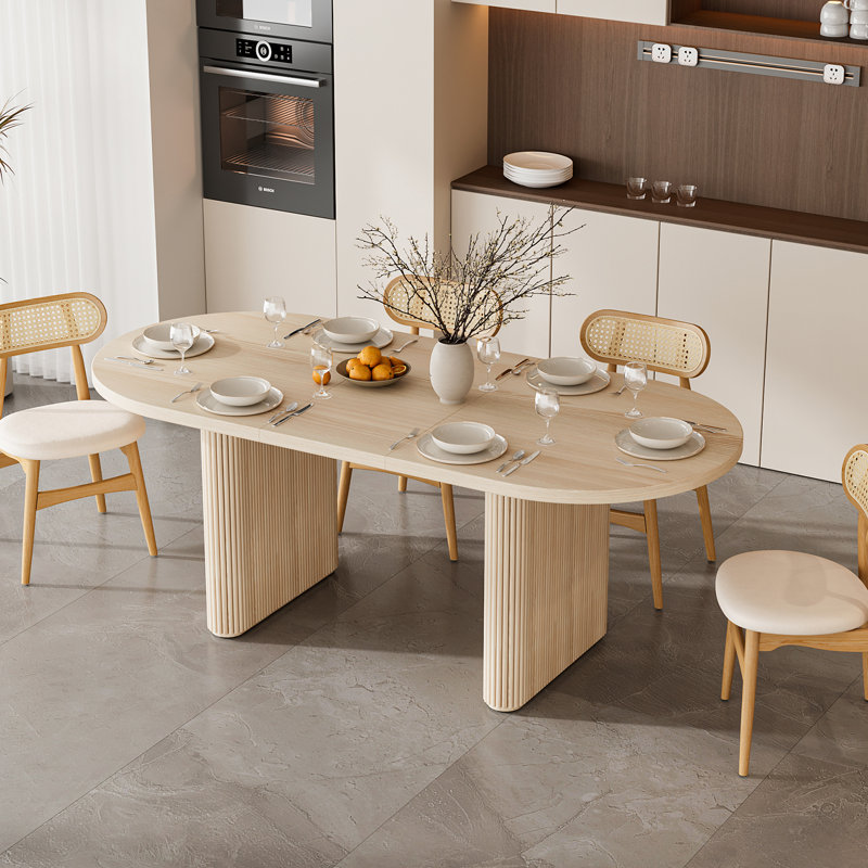 Kristalee Oval Extendable Dining Table,Kitchen Dining Room Dinner Pedestal Table for 6 to 8,Wood Kitchen & Dining Room Furniture