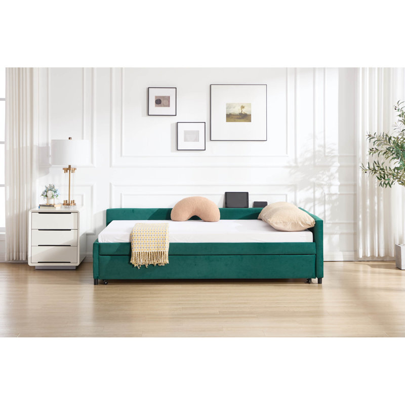 Modern Velvet Upholstered Beds With Trundle, Elegant Design For Home