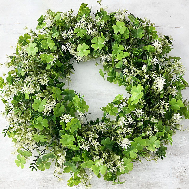  Fausse fleurs artificielles pour la décoration de la maison, décoration de couronne de fleurs, grande porte. Anneau de porte suspendu Patrick's Day