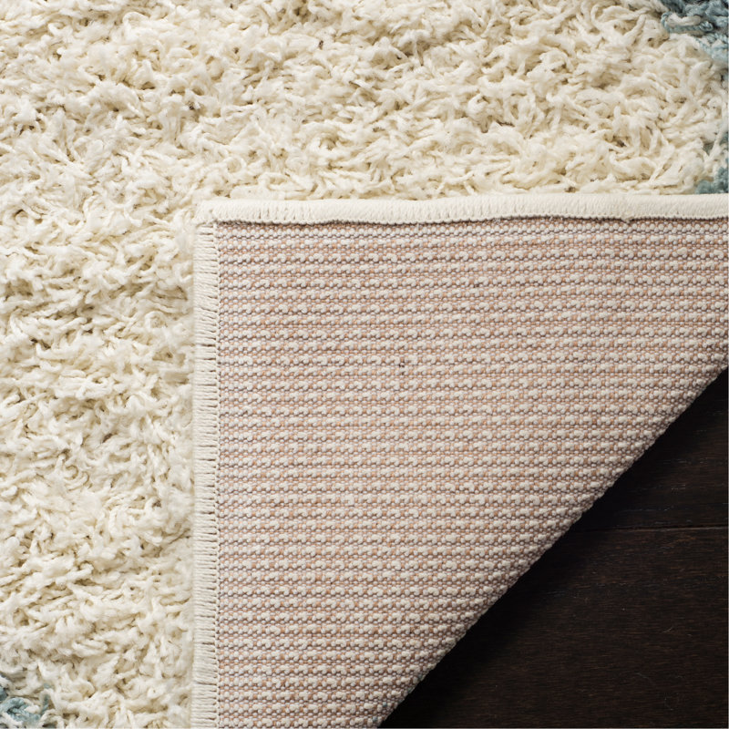 Tapis ivoire / bleu clair Alonnah, Carré 4 pi