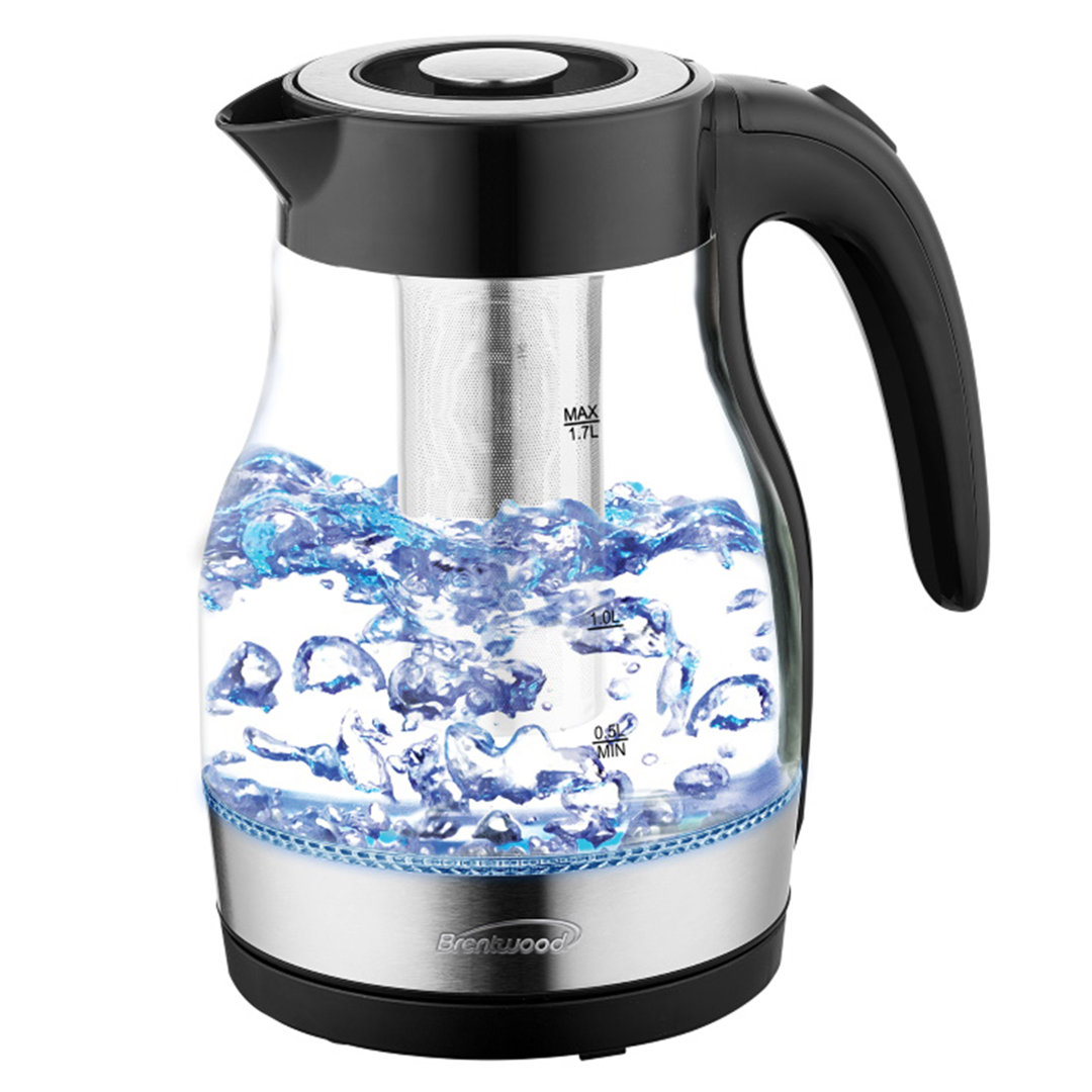 Brentwood Glass 1.7 Liter Electric Kettle With Tea Infuser In White Brentwood 