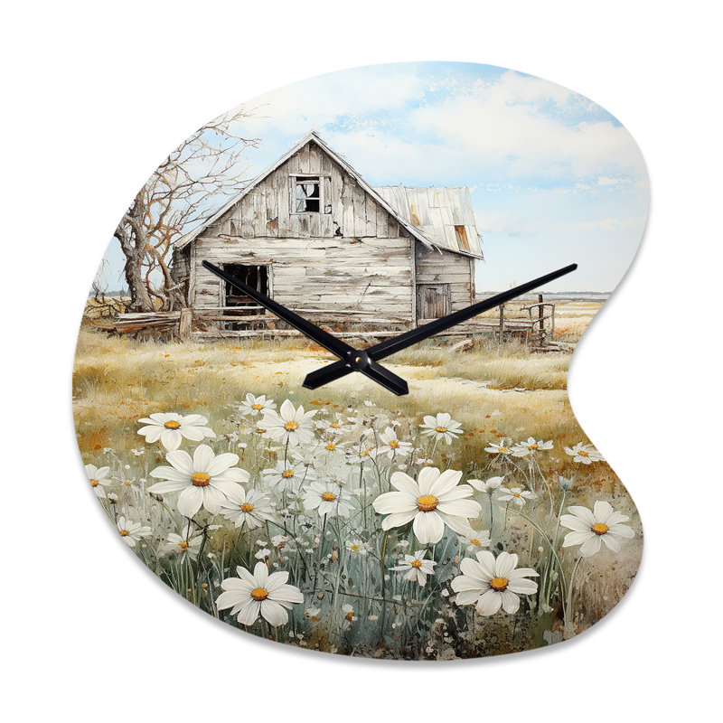 Horloge murale ferme en métal Farmhouse Quiet Retreat II - Farm, Grand