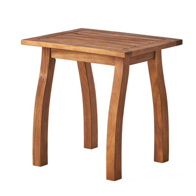Coastal Style Slat-Top Outdoor Accent Table, Patio Side Table, 19.00" D x 15.00" W x 19.25" H