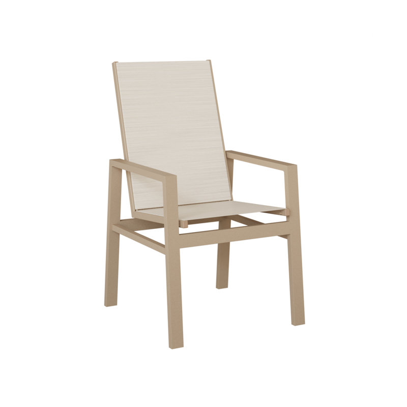 Chaise de salle à manger à haut dossier en aluminium berlinois berlinois Vida Sahara, Ormeau Kozo, Sahara moucheté