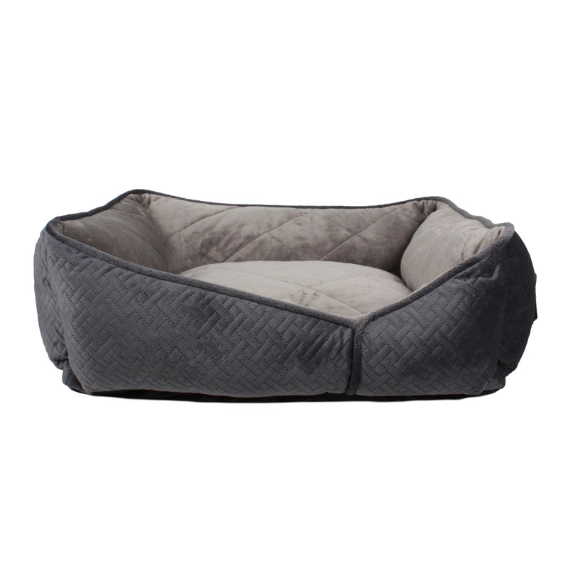 Geometric Pet Bolster Cushion in Dark Grey, Large