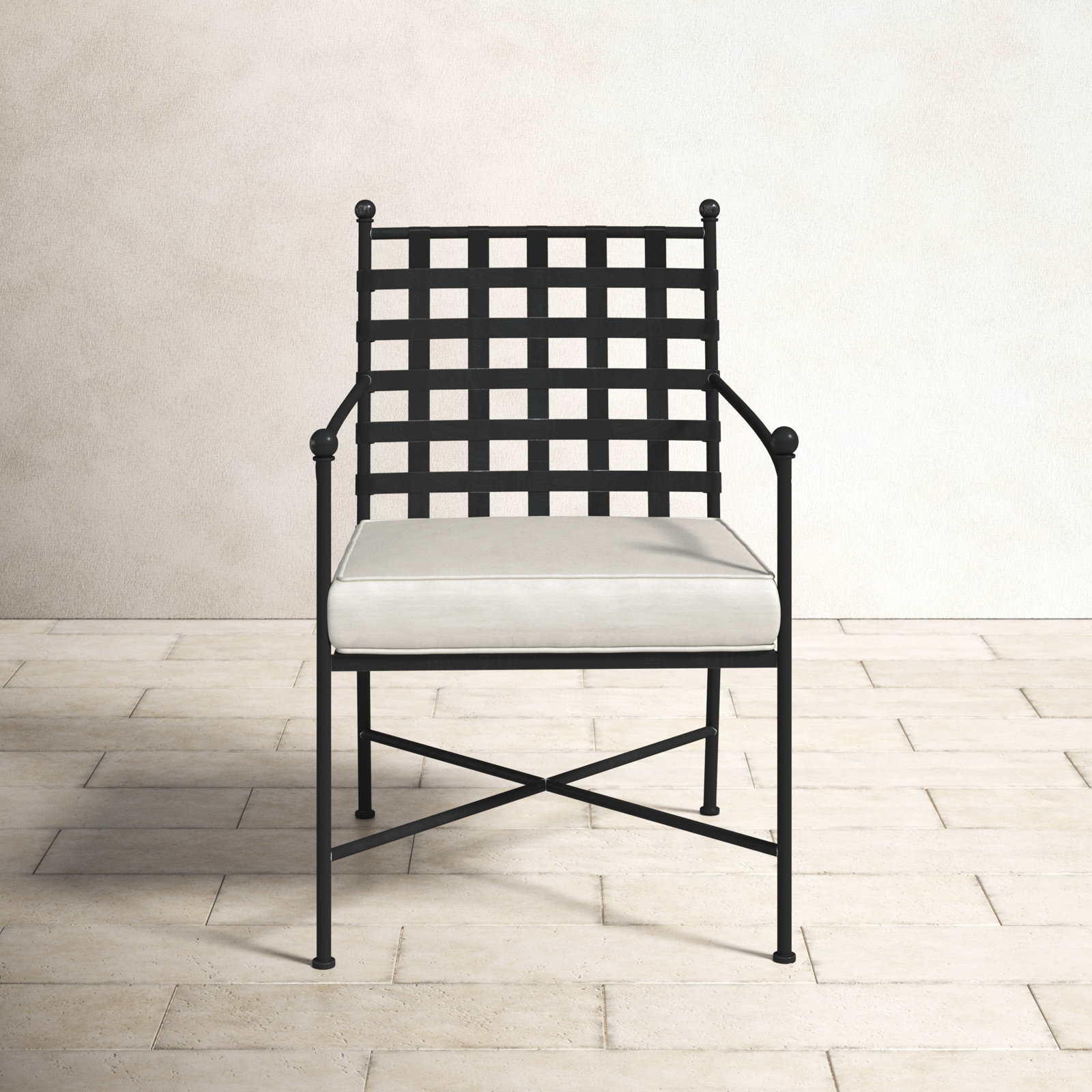 Lucier Premium All-Weather Wicker Outdoor Dining Armchair with Sunbrella® Cushion, Canvas Flax Sunbrella® Canvas