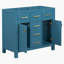  Ensemble de meuble-lavabo autoportant 36 po avec 4 tiroirs et 2 armoires, ensemble de meuble-lavabo à cadre en bois massif 36 po, bleu, lavabo non inclus