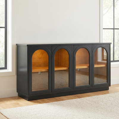 4-Door Stylish Buffet Cabinet - Adjustable Shelves & Minimalist Design Storage Cabinet For Kitchen Organization