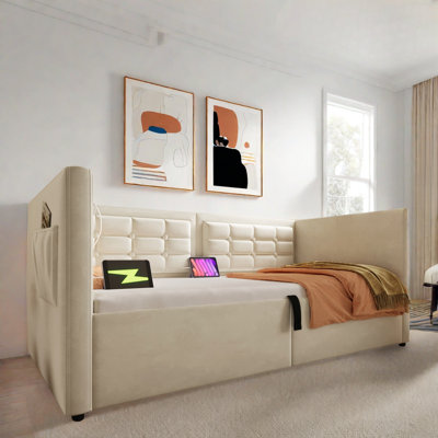 Upholstered Daybed With Hydraulic Storage And Usb & Type-c Charging by Mercer41